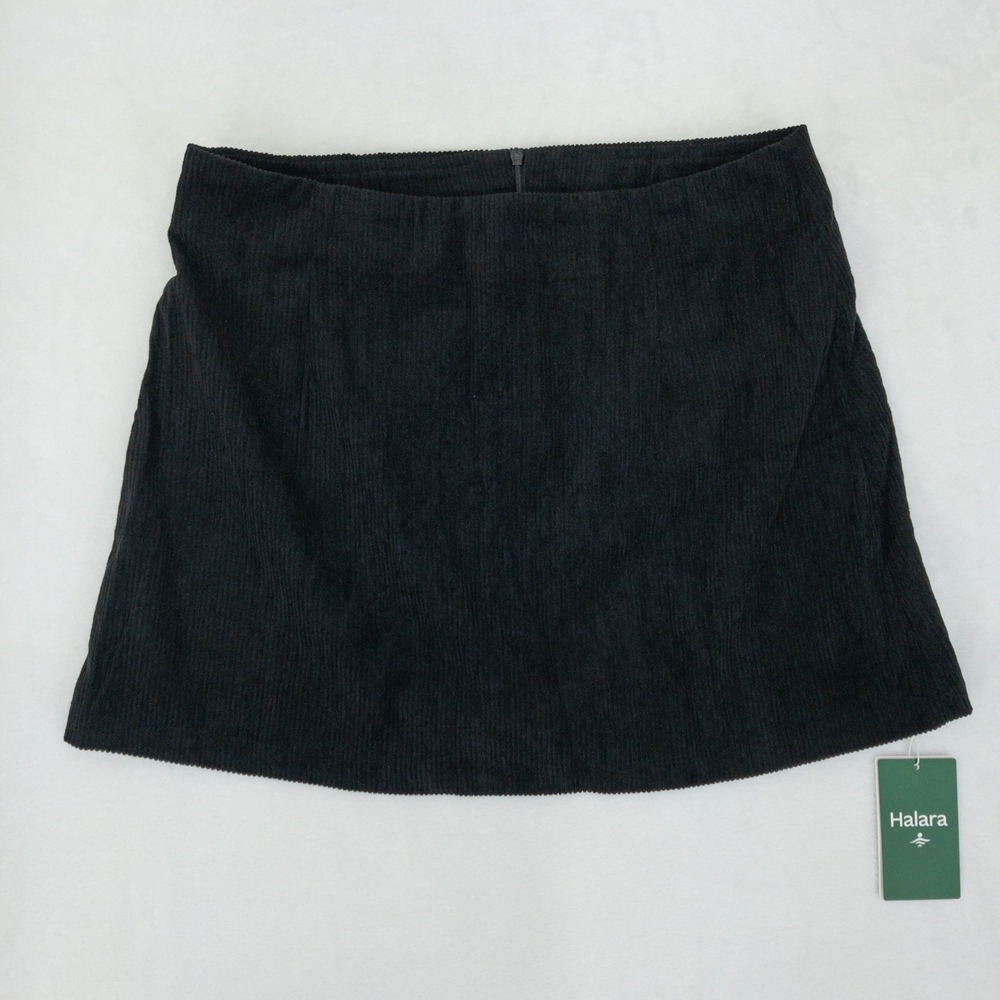 Halara High Waisted 2-in-1 A Line Corduroy Skirt Womens Large Black Casual Skort